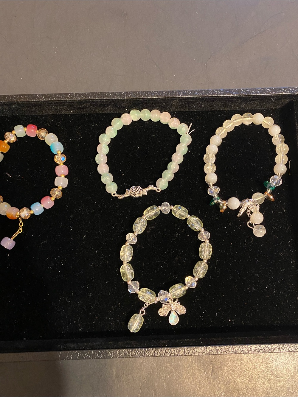 Pastel Beaded Stretch Bracelet - Light Green